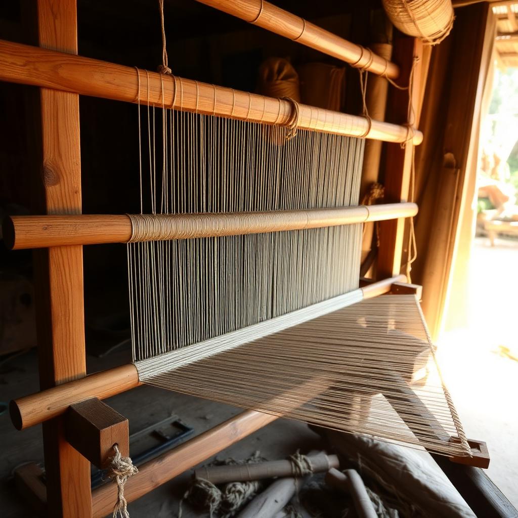 A traditional Nepali handloom in a village workshop