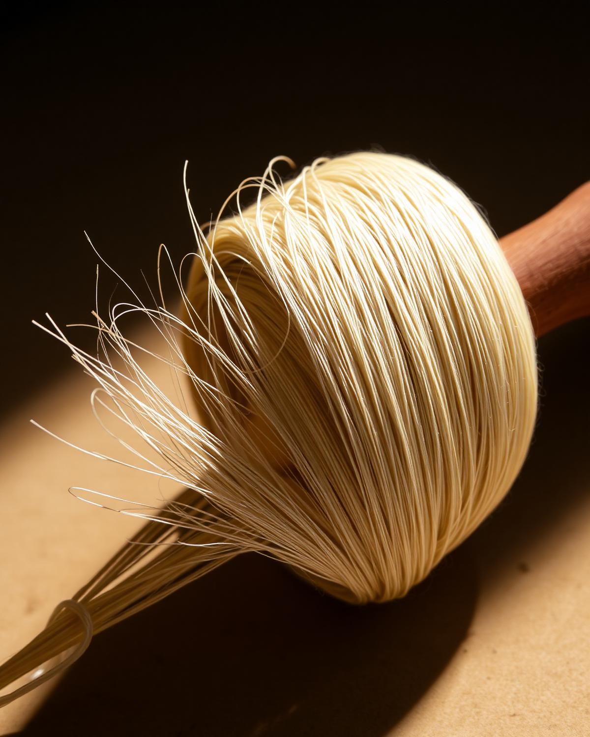 Raw Nepalese silk thread on a wooden spindle
